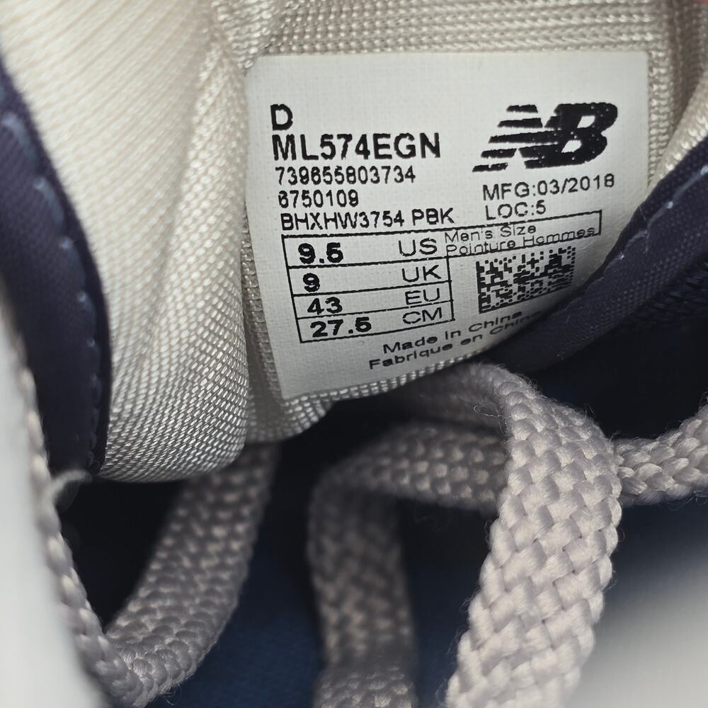 New Balance 574 Shoes Mens 9.5 D Navy Blue Suede Leather Athletic Sneakers - Picture 9 of 9
